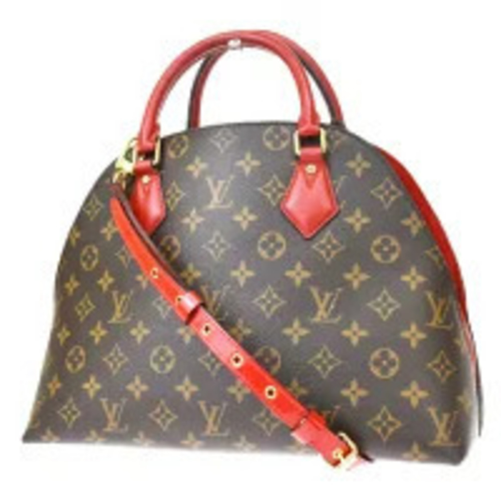 Louis Vuitton Alma Into Bag Monogram Top Handle Bag Canvas Leather Rouge Red